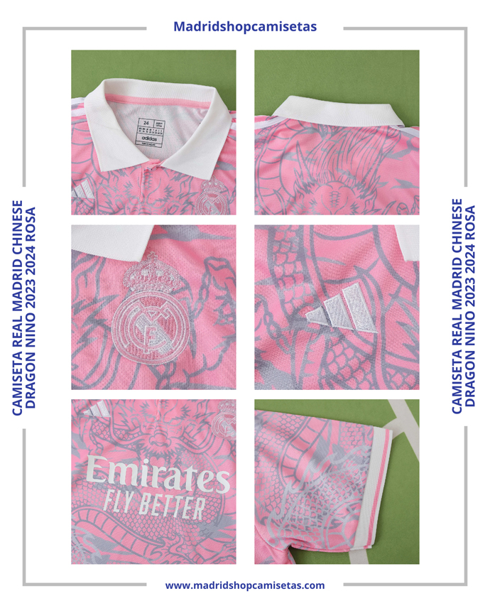 Camiseta Real Madrid Chinese Dragon Nino 2023 2024 Rosa